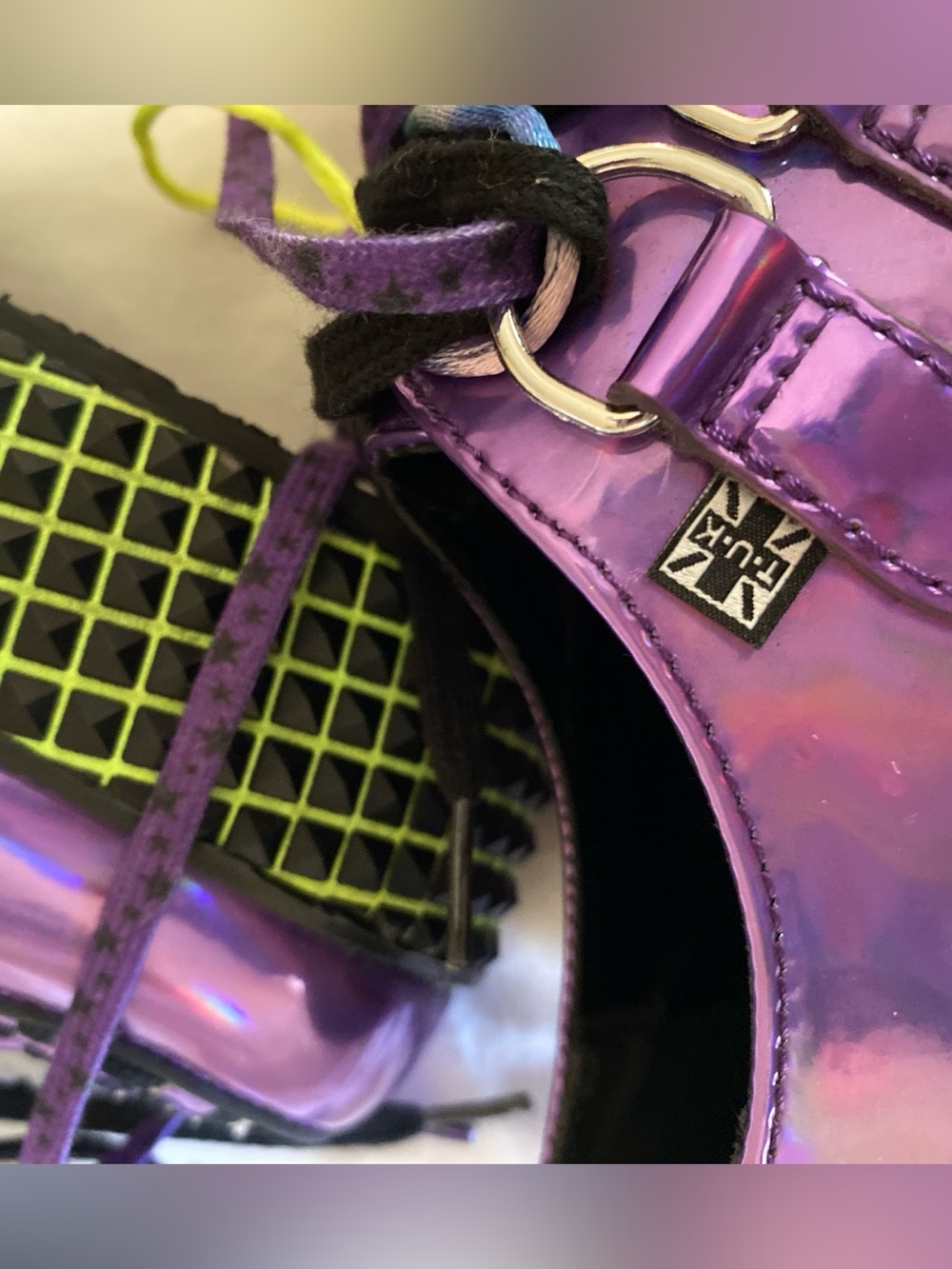 T.U.K. X Dolls Kill Iridescent Purple Creepers Platform Pastel Goth Size W8 M6 - Picture 10 of 11